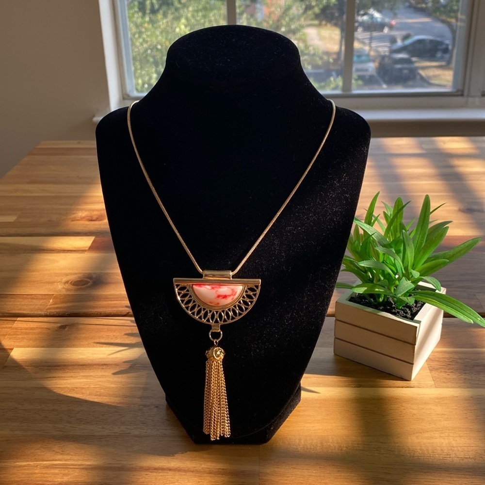 Elegant Gold and Cherry Pendant Necklace 18"